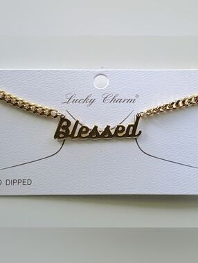 Gold Dipped Curb Chain Pendant Necklace